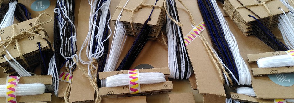 Card weaving kits, prepared for the workshop