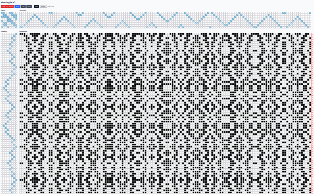 Binary grids of a weaving draft
